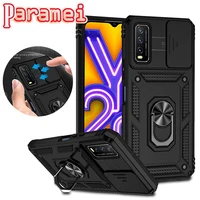 paramei slide camera lens case for vivo y20 y21 y33s anti drop bracket phone case back cover military grade bumpers armor cover