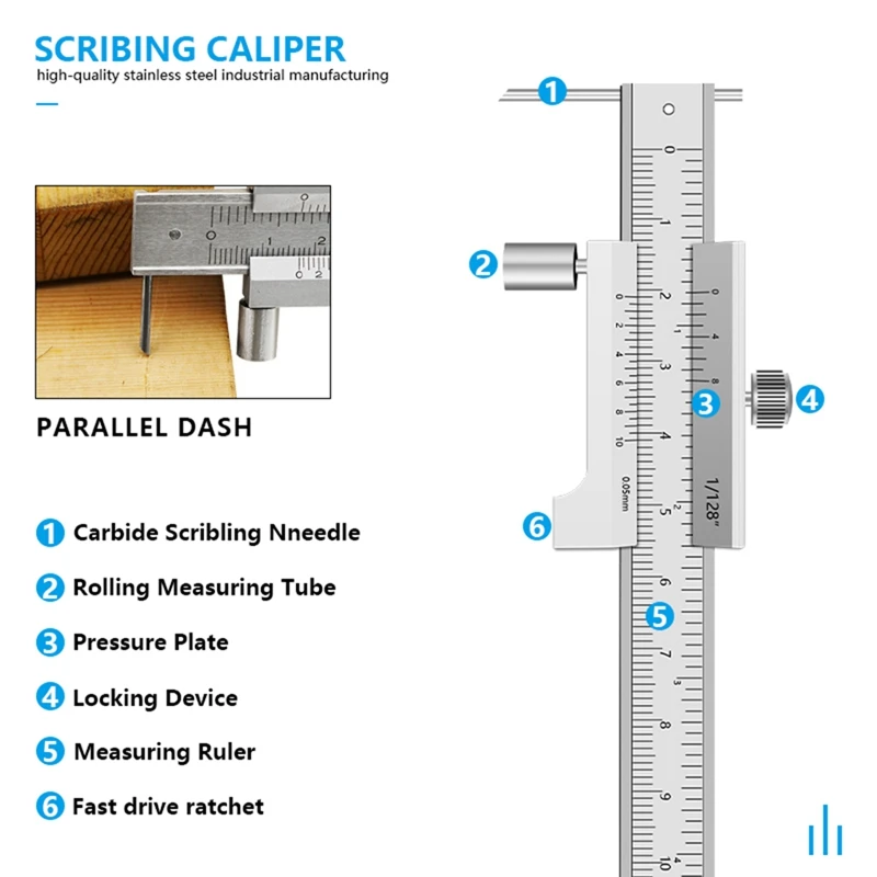 

AT35 Caliper Marking Vernier Caliper 0-200Mm Stainless Steel Parallel Marking Vernier Caliper Marking Gauge Measuring Tool