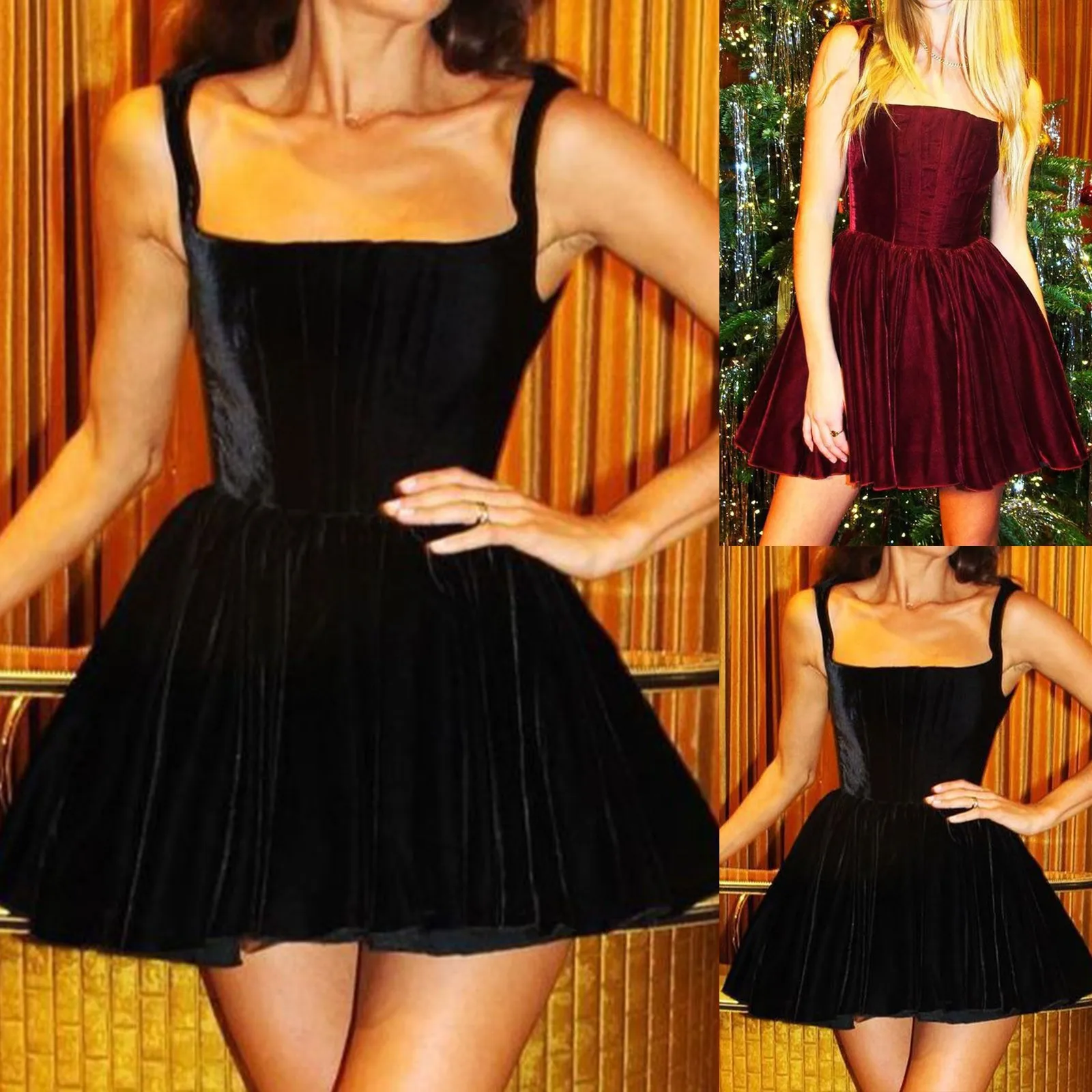 Женское сексуальное платье с рюшами без рукавов женское бархатное длинное миди