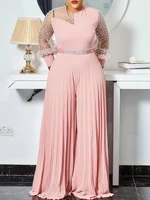 new jumpsuits and rompers for women pink pleated high waisted floor length elegant evening night party clothes jumpsuits