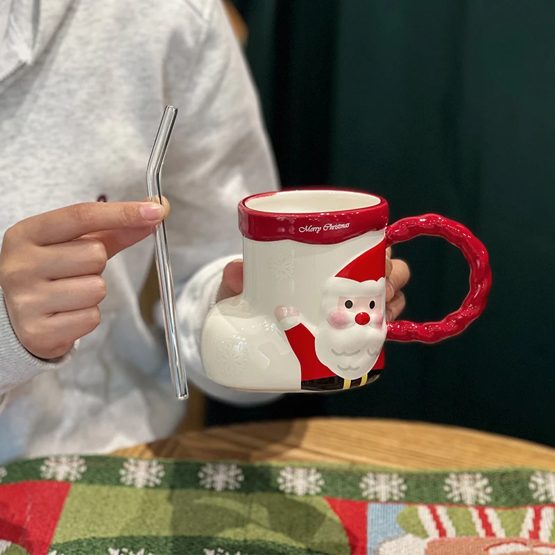 Рождественская керамическая кружка с ручкой, 3D рождественские носки, ботинки и чашка, термостойкая для домашнего использования, подарочная кружка снеговика 360 мл (art.: 3920d2b1d6c8a) - 3920d2b1d6c8a