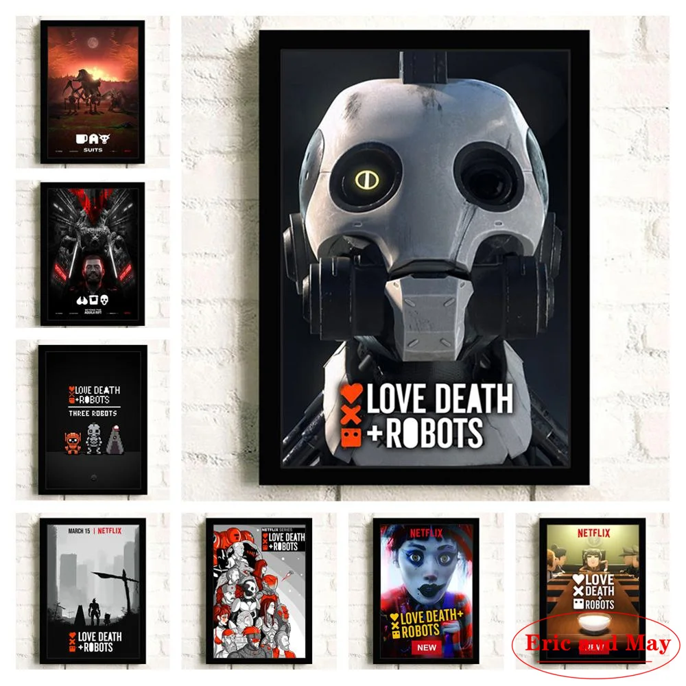 

Робот Love Death по телевизору, качественное настенное искусство, домашний декор, холст, живопись, искусство, декор в скандинавском стиле, Постер для отеля, бара, кафе, гостиной