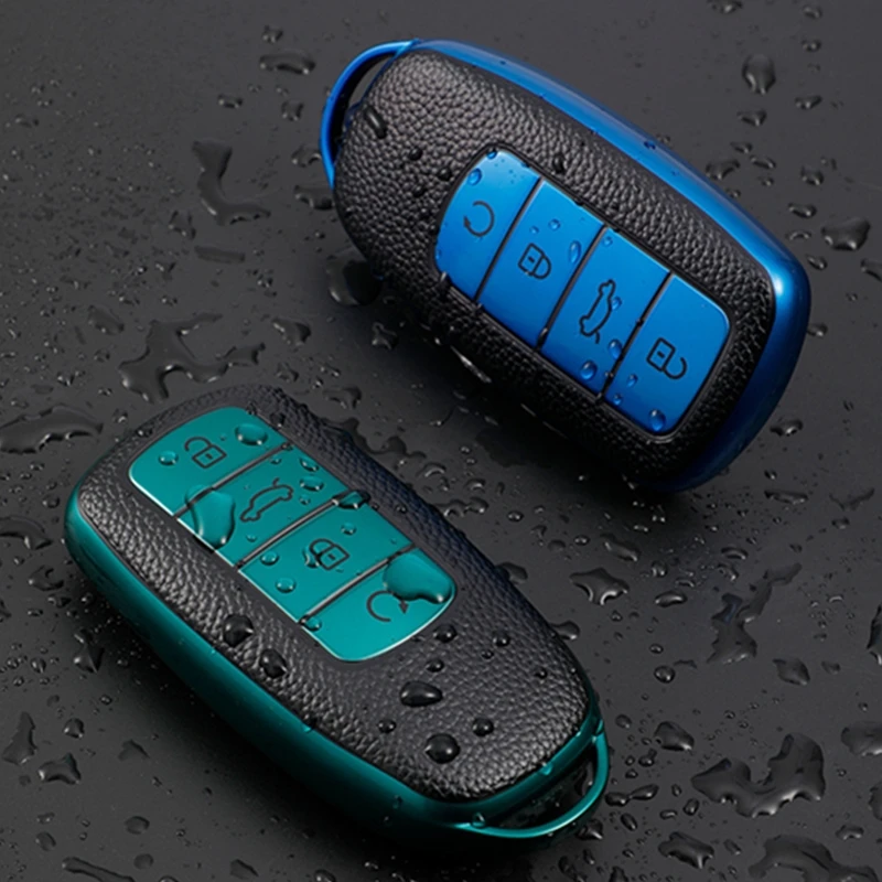 

TPU Leather TPU Car Smart 4Button Key Case Cover For Chery Tiggo 8 Pro Tiggo 8plus New 5 plus 7pro Shell Bag Keychain Protector
