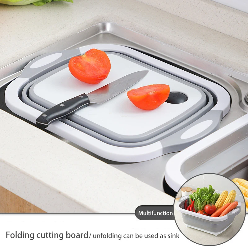 Складывающаяся разделочная доска многофункциональная Складная сливная корзина