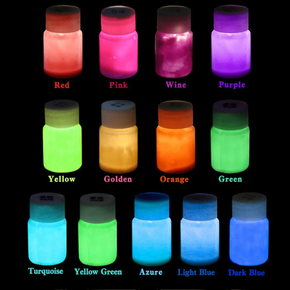 

13 Pieces Glow in The Dark Paint Self-Luminous Glowing Set Pigment Resin Making DIY Decoration Tools Wall Body Party