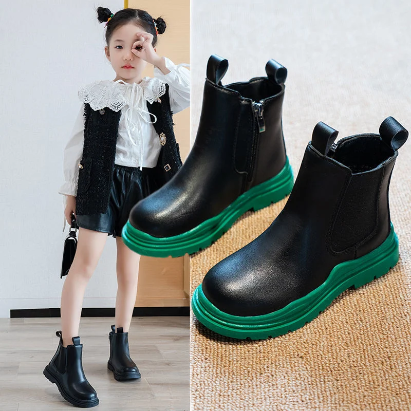 

Short Fur Ankle Winter Children Fashion Boots for Girls Toddlers Warm Plush Shoes Platform Kids Black/pink Free Shipping 4-10y