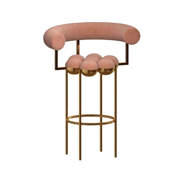 

Customized Pearl Modern Velvet Metal Stainless Steel Bar Chair