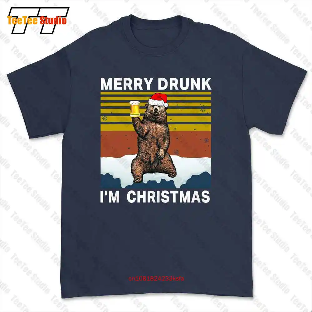 Рождественская футболка с изображением медведя пива веселого пьяного Im O78X