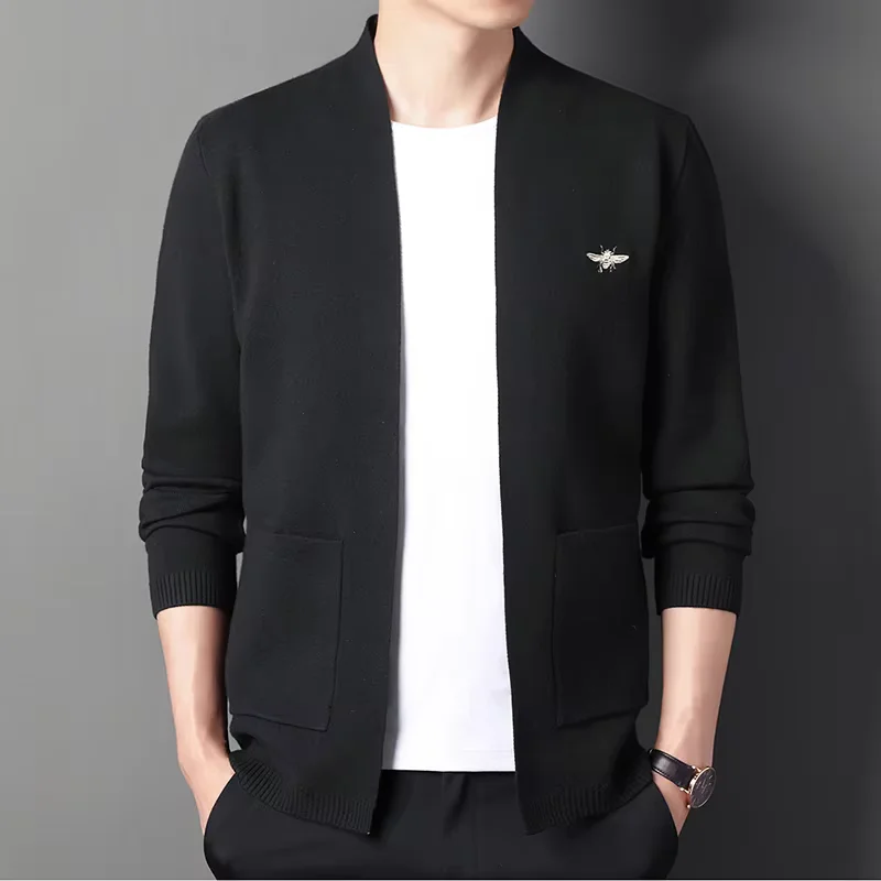 Высококачественный Мужской Кардиган Свитер Модный Корейский Трикотаж С