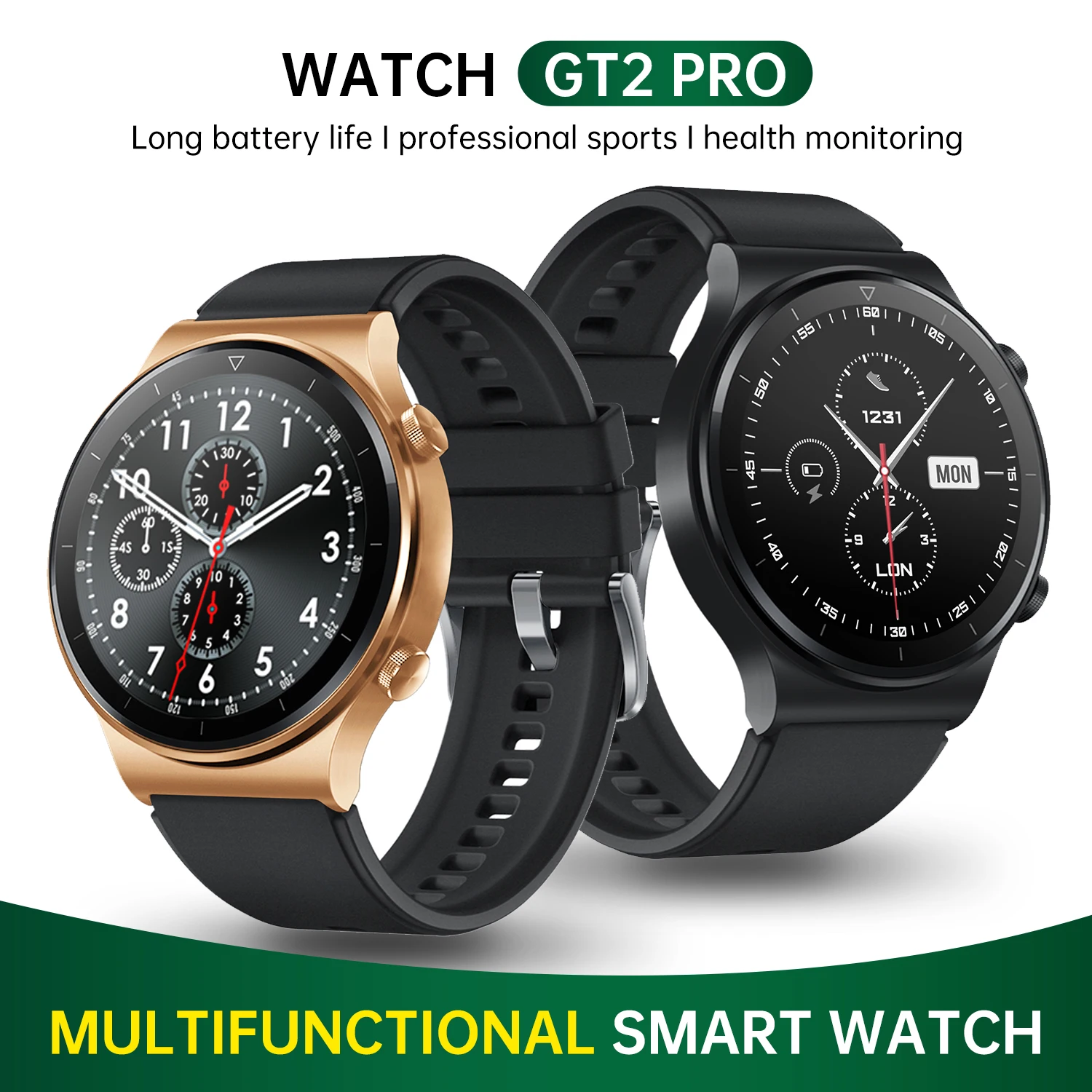 

Смарт-часы GT2 Pro водонепроницаемые с Bluetooth и сенсорным циферблатом