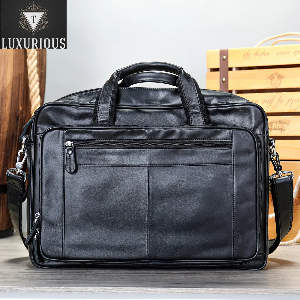 

Horse Crazy Genuine Leather Men's Briefcase 15.6 Inch Laptop Messenger Shoulder Bag Business Handbag Porte-Documents