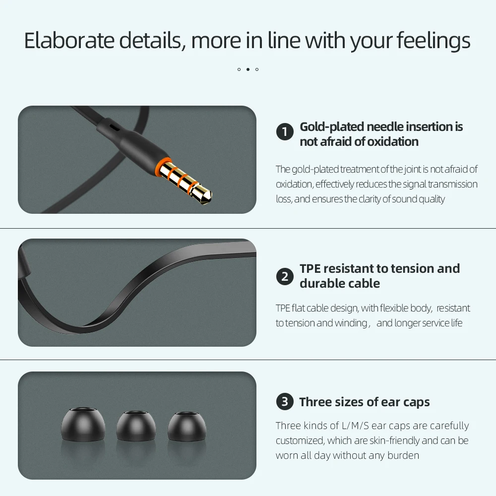 Wired Earphones Extra Bass 3.5mm in Ear Stereo Headphones High Quality Comfortable Fit HIFI Headset with Voice Call Celebrat D7