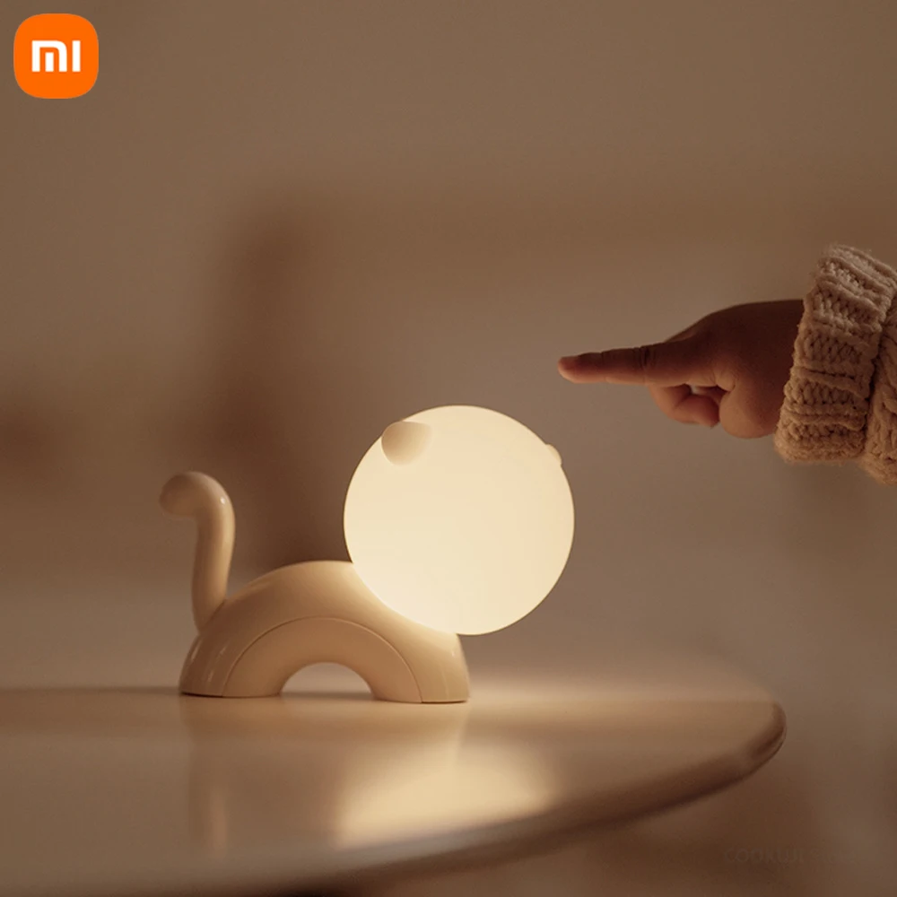 Xiaomi Cat Night Light Pat Light Rechargeable Bedroom Dormitory Bedside Ambient Desk Lamp Simple Companion Sleep Bedside Lamp