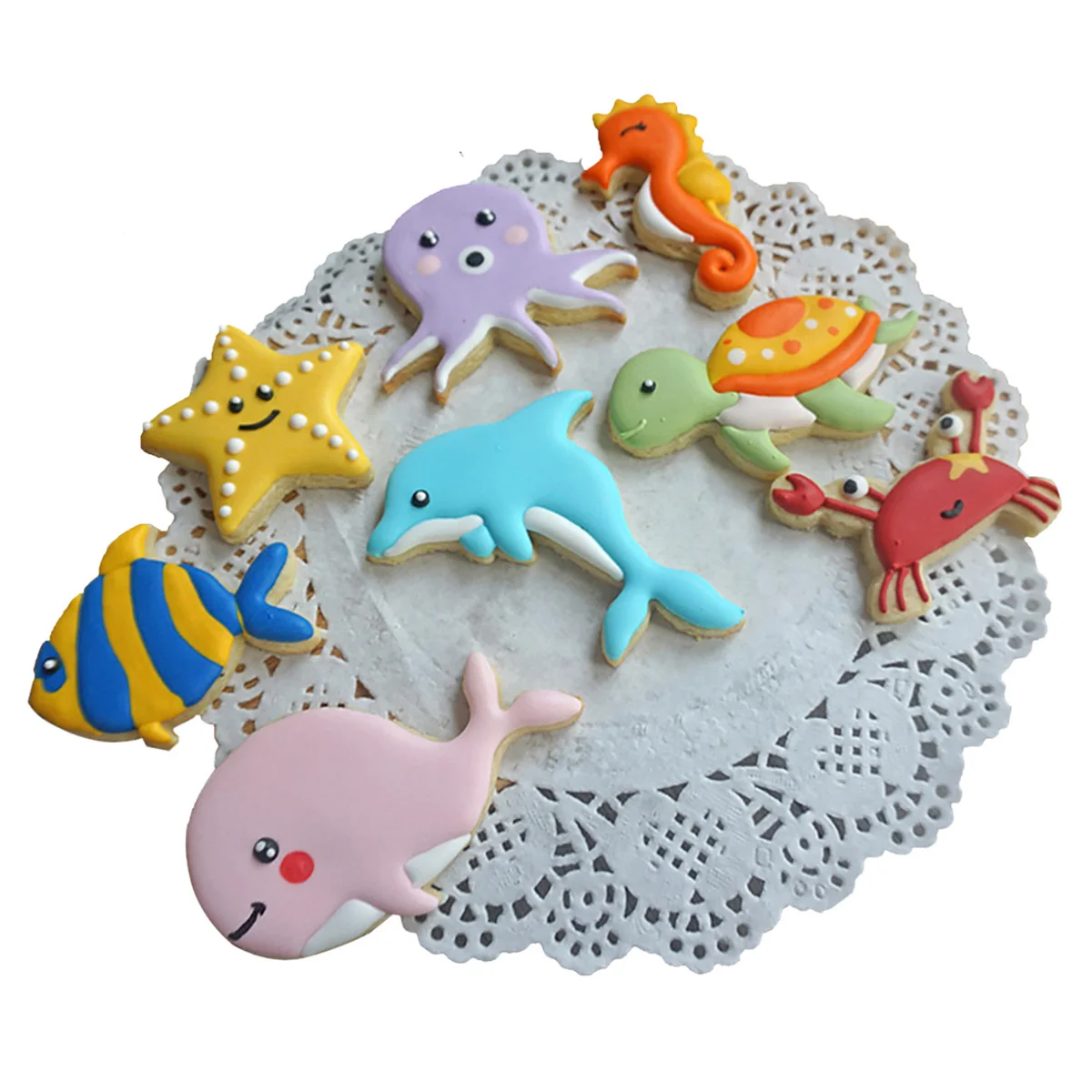 

6Pcs/Set Crab Dolphin Starfish Whale Sea Turtle Fondant Tools Biscuit Moulds Cake Cookie Cutter Sugar Craft Baking Pastry Stamp