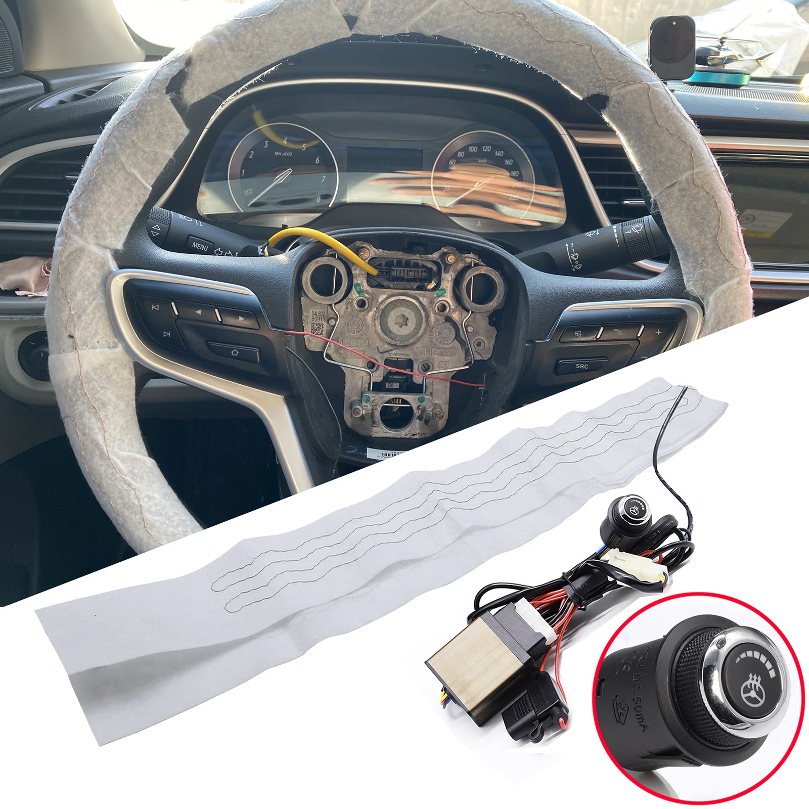 

Универсальный автомобильный грузовик с подогревом, чехол на руль, обогреватель, комплект «сделай сам», зимний 6-уровневый переключатель, регулируемая грелка для рук, интерьер 12 В