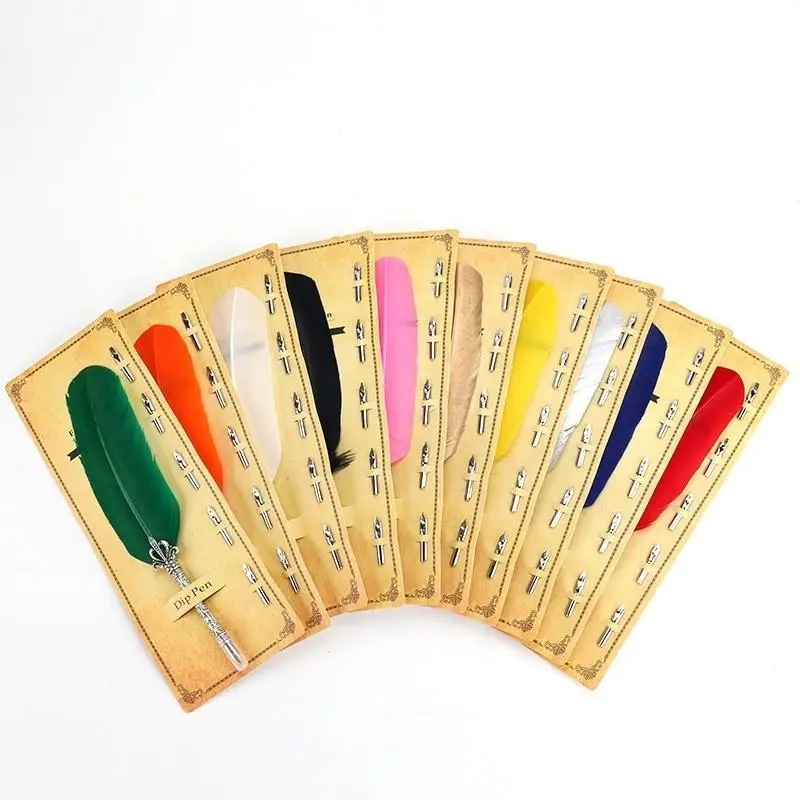 

Перьевая ручка с 5 наконечниками, античное гнездо с перьями, перьевая ручка, свадебный подарок