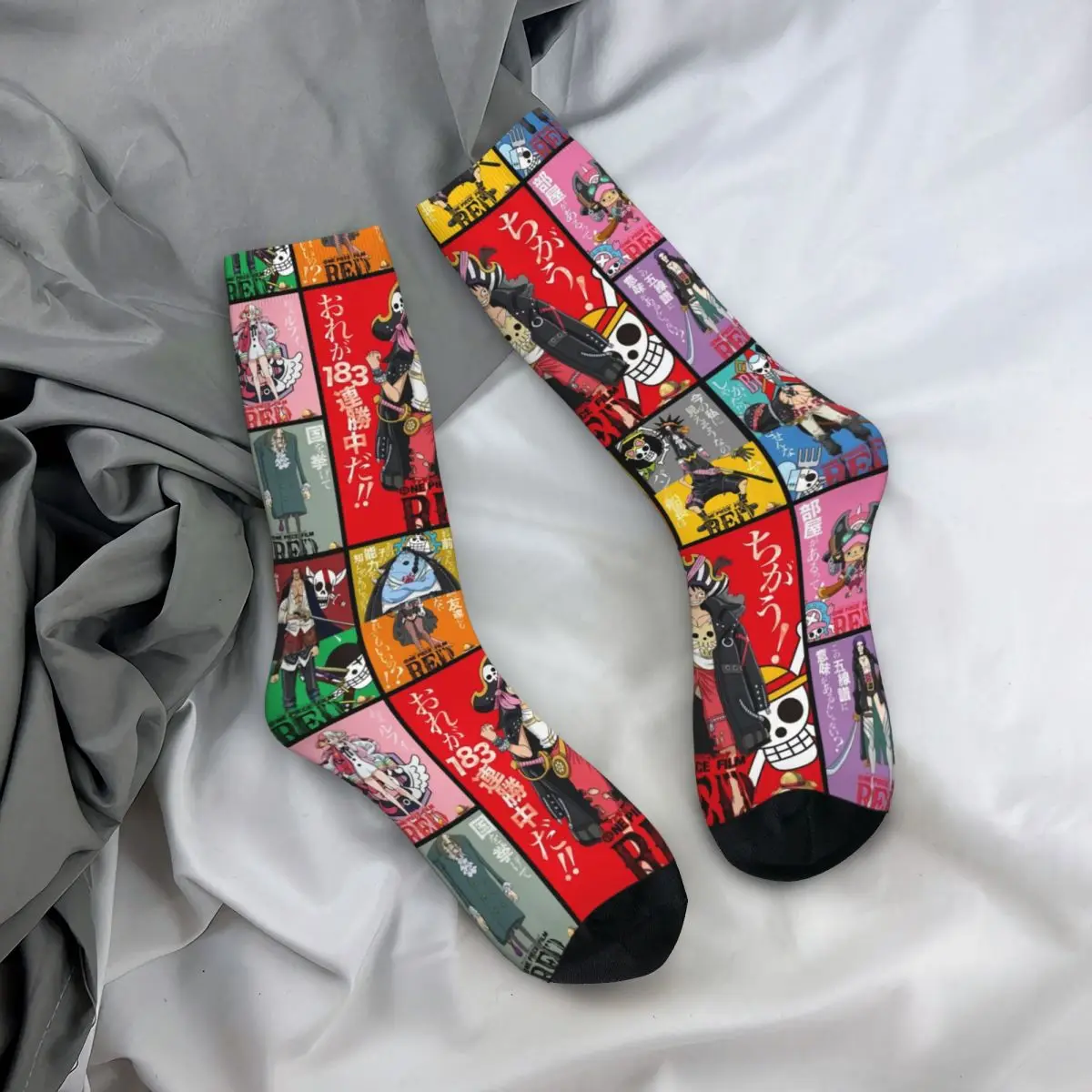 

Cool All Caharacter RED OP Basketball Socks One Piece Anime Polyester Long Socks for Unisex Non-slip