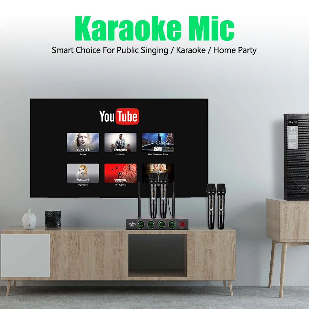 4-канальная Беспроводная микрофонная система dgног домашний караок PA динамик