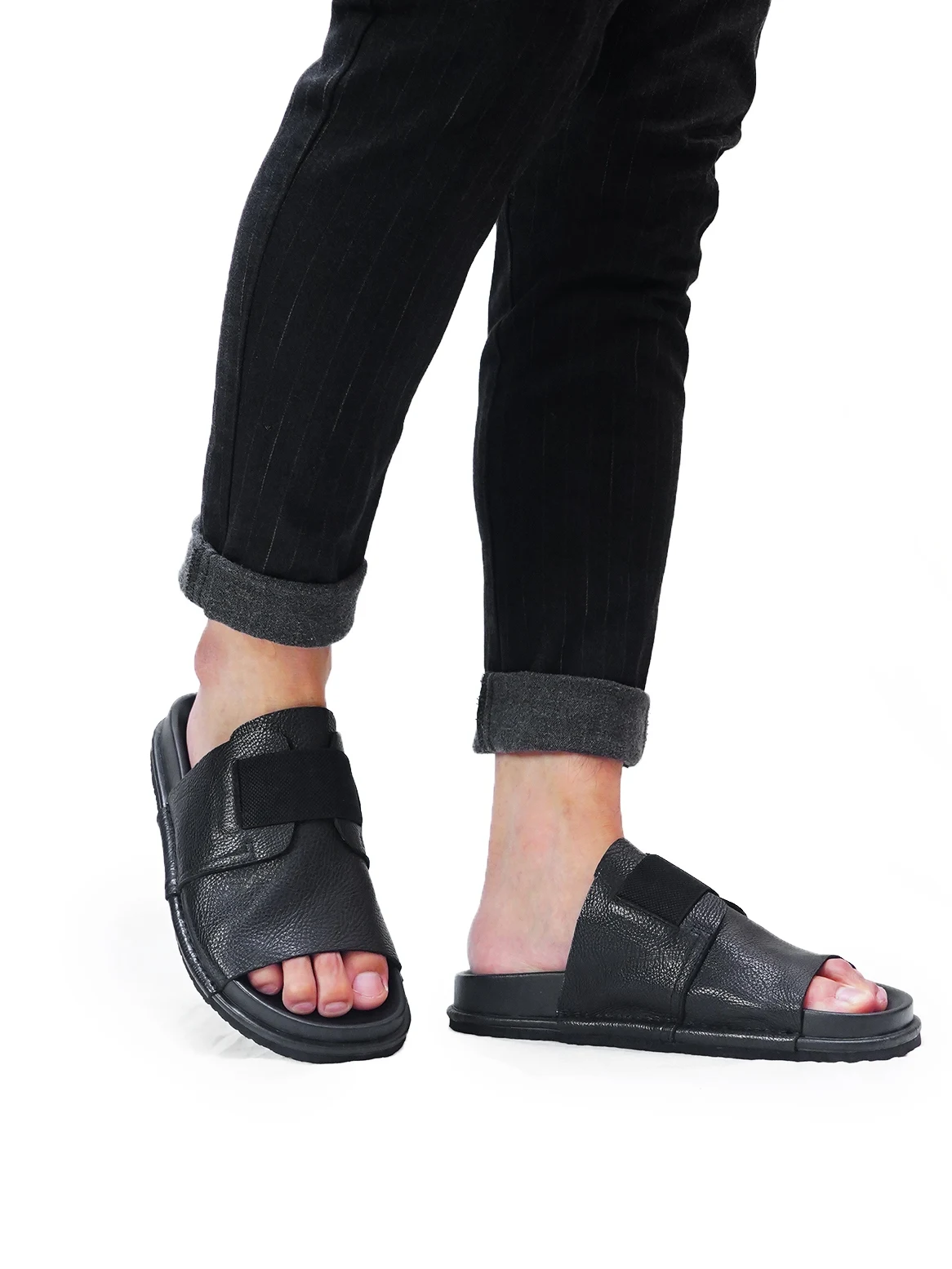 Сверхмодные мужские уличные Шлепанцы из воловьей кожи летние дышащие Молодежные