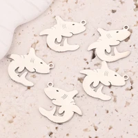 5pcs 1820mm gold shark charms sea fish animal stainless steel pendants for jewelry making diy necklace bracelet accessories
