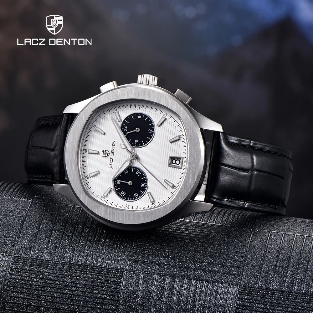 LACZ DENTON Quartz Watch For Men 2023 Top Brand Luxury Chronograph Men's Watches Stainless Steel Sports Waterproof Reloj hombre