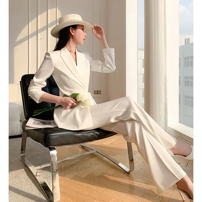 Женский Повседневный офисный комплект из двух предметов элегантный облегающий