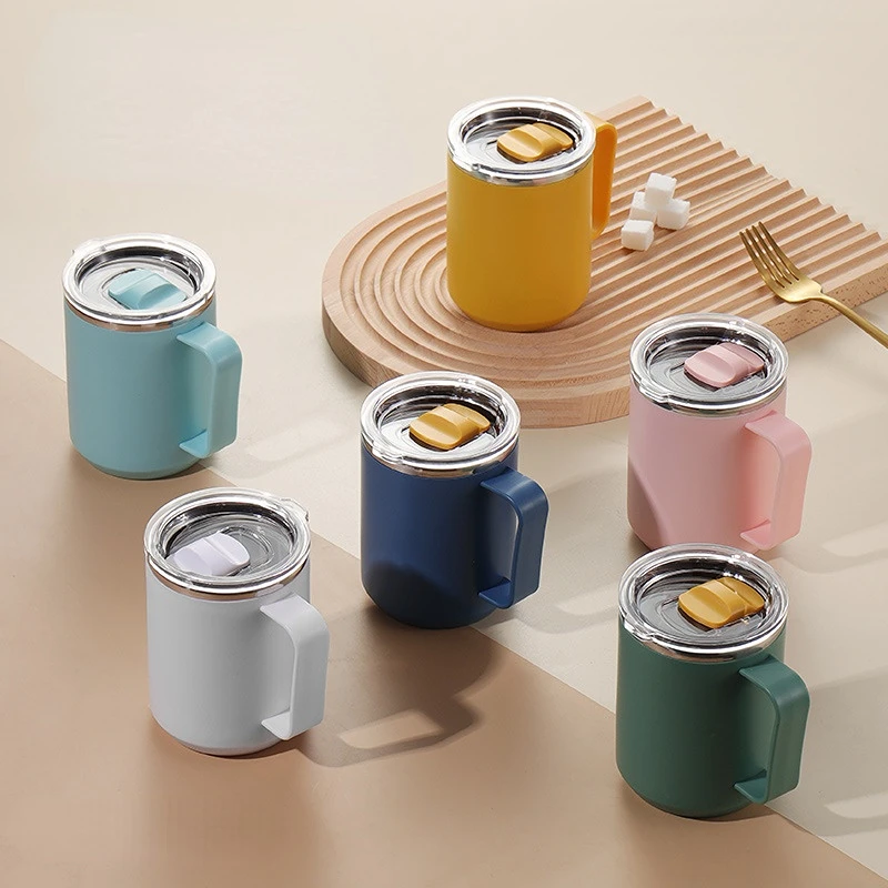 

450ml Double Wall Coffee Mug for Tea Stainless Steel Anti-Scald Thermal Tumbler Portable Milk Water Cups with Handle Drinkware