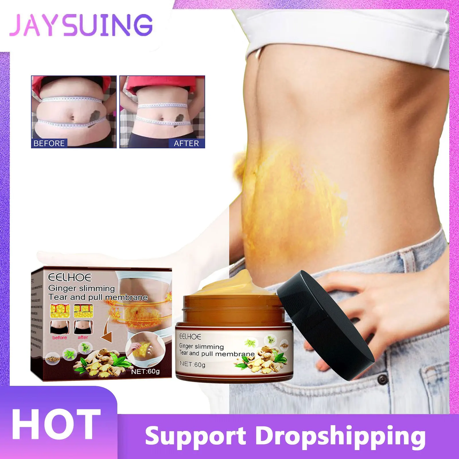 

Ginger Slimming Gel Loss Weight Fever Fat Burner Tighten Thighs Arms Shaping Waist Massage Lifting Belly Tummy Body Firming Mask