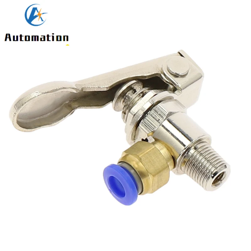 

Air Pneumatic Mechanical Valve TAC2-3P Exhaust valve 2 Position 3 Way M5 Female 1/8 Male Thread Lever Button Switch w Fiittings