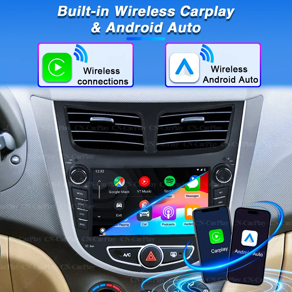 Фото 7-дюймовая автомагнитола Android 16 для Hyundai Solaris Accent 2010-2016 с Carplay, мультимедийный видеоплеер, стереосистема, GPS, без 2DIN №4