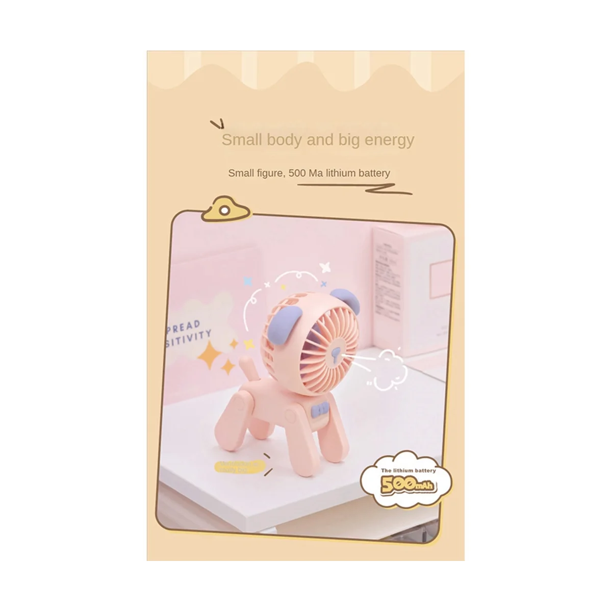 

Настольные мини-вентиляторы для украшения, милый питомец, олень, перезаряжаемый, USB, маленький Электрический вентилятор для студентов, украшение для спальни Fan, желтый