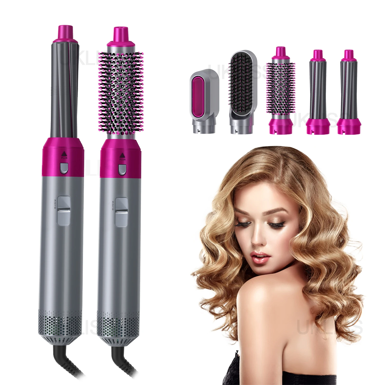 

Hair Dryer Brush 5 In 1 Electric Blow Dryer Comb Hair Curling Wand Detachable Brush Kit Negative Ion Straightener Hair Curler