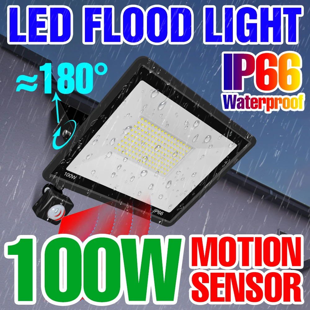

220V Outdoor Flood Light Motion Sensor Landscape Lighting Street Light LED Spotlight Patio Reflector Road Lighting Waterproof