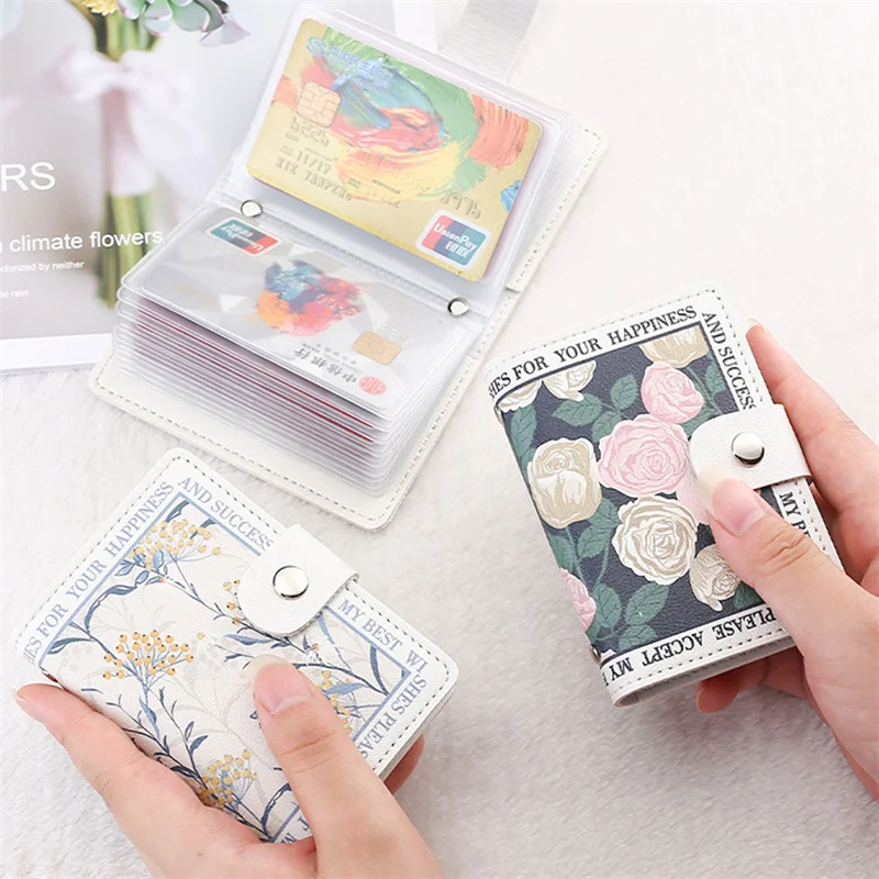 

Flower Painting Style Card Bags PU Leather Cover IC/ID Card Bank Card Holder