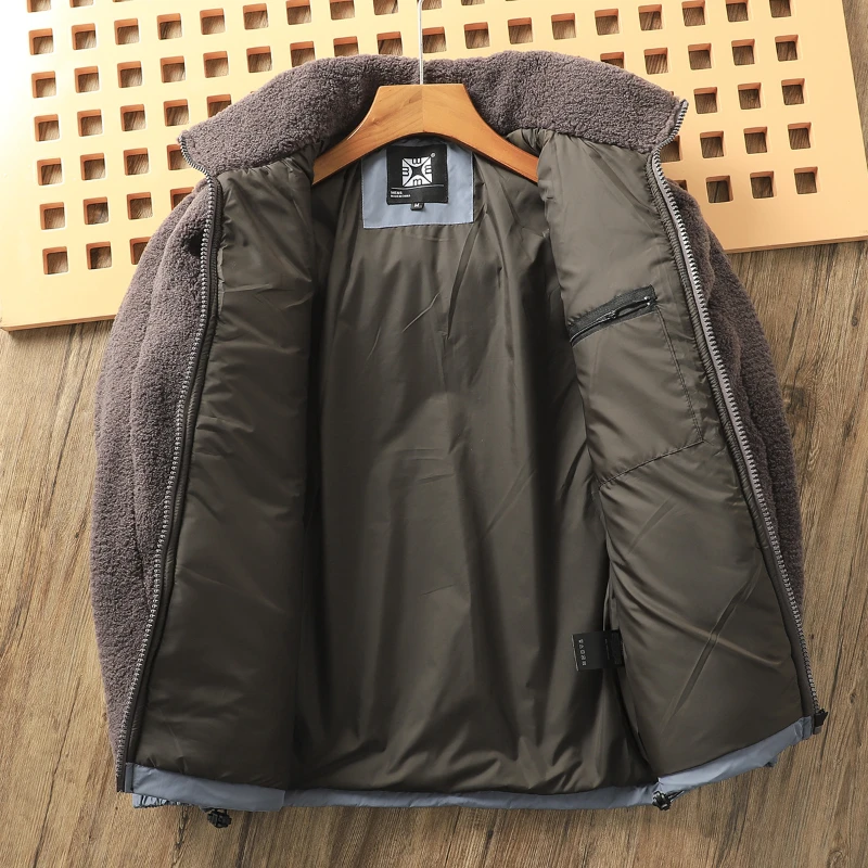 Мужская куртка из овечьей шерсти с воротником-стойкой