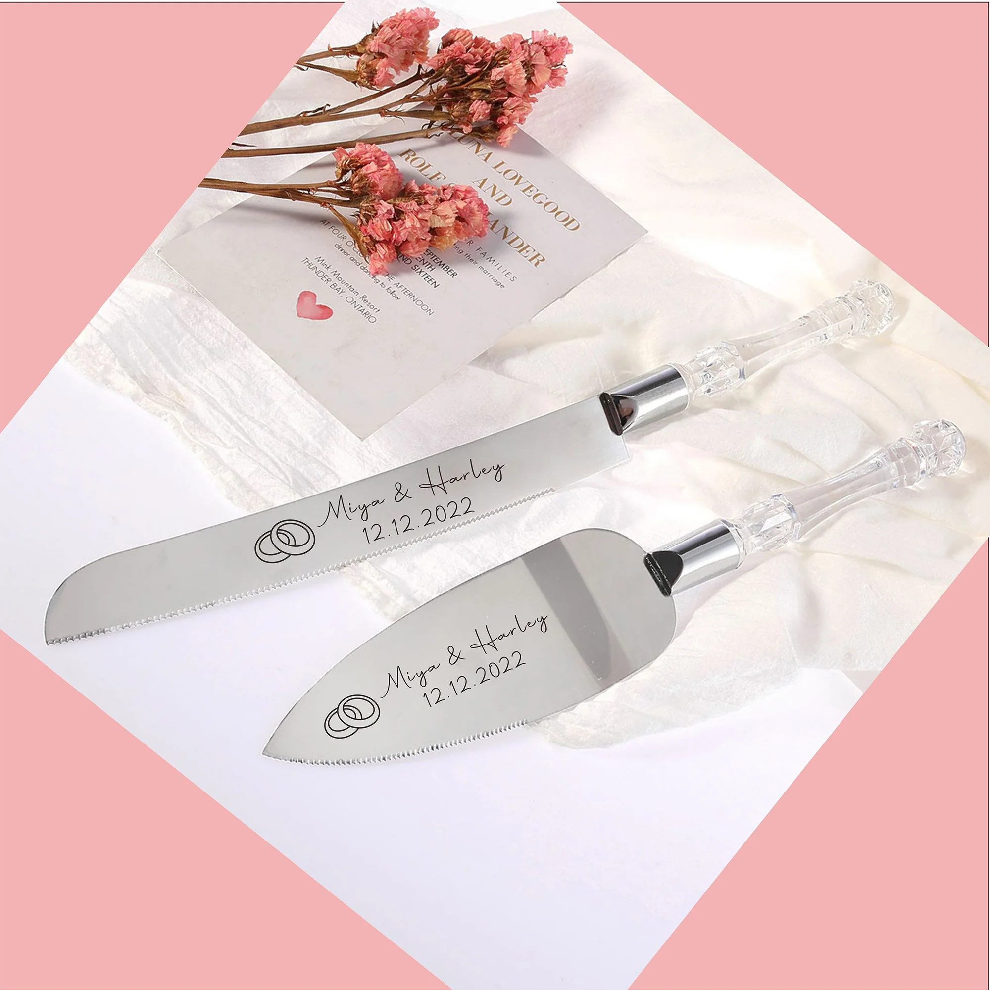 

Personalized Wedding Cake Knife Serving Set Engraved Cake Knife & Shovel Birthday Gift Wedding Party Decoration Cake Cutter