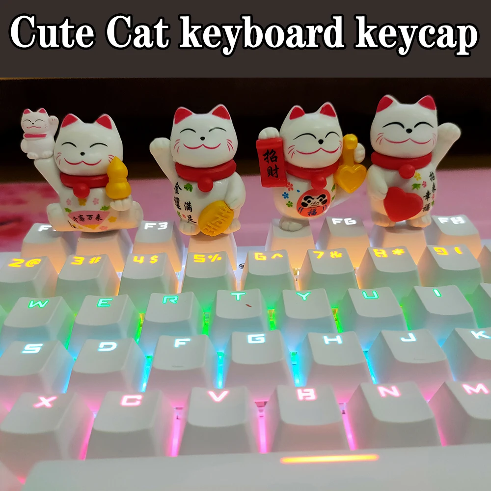 

Anime Cartoon translucent PBT Cherry Mx Custom Artisan Kawaii keycaps Cute Cat keycap Backlight mechanical keyboard ESC key cap