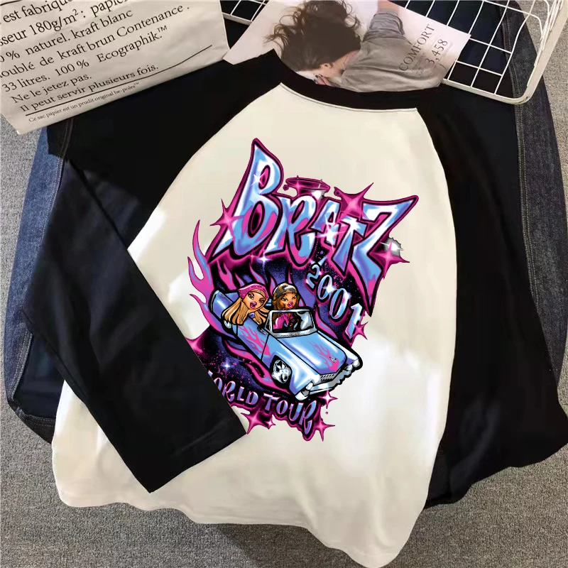 

Kawaii Bratz Letter Print Tshirt Women/Men Fashion Long Sleeve Casual Oversized T-shirt Tops Vintage Graphic Tees Shirt Cotton