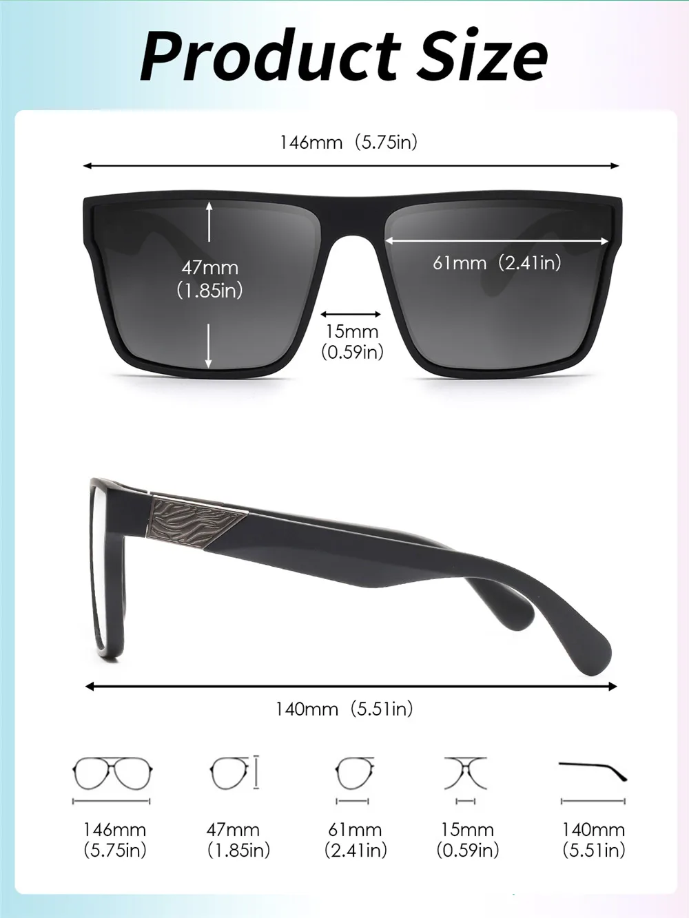 JM Retro Polarized Sunglasses Men Women High-quality Frame Flat Top Square Driving Glasses UV400 images - 6