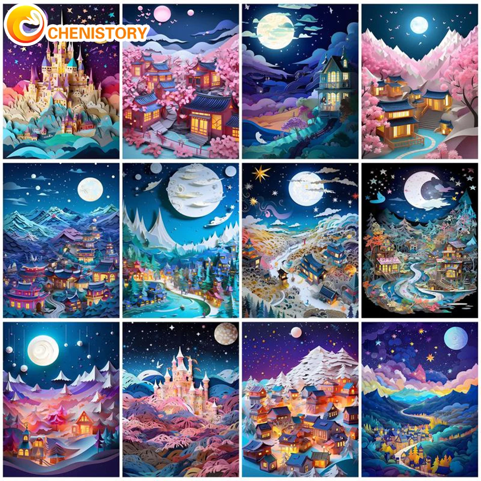 

CHENISTORY Oil Pictures Paintings By Number Landscape Kits On Canvas Coloring Drawings Hand painted DIY Gift Home Decortion Wall