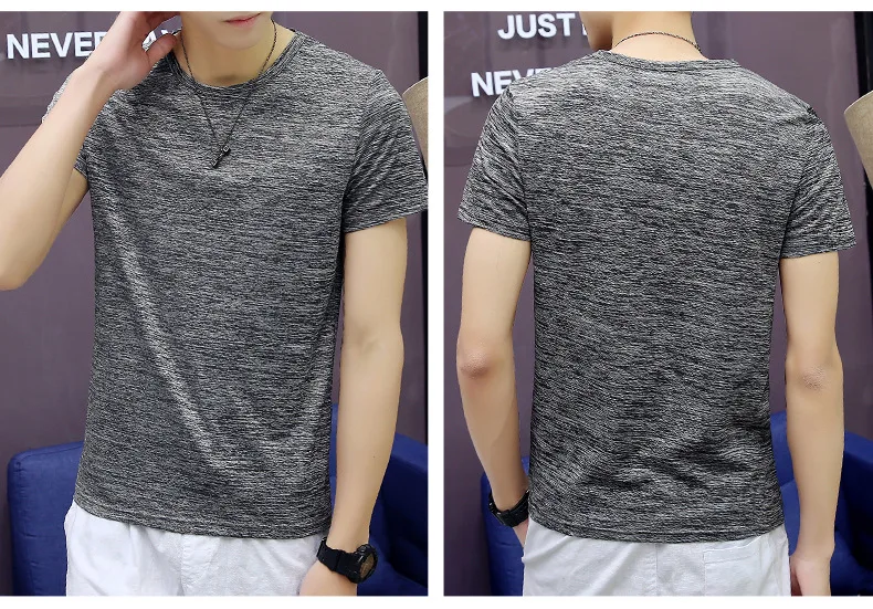 

C1160-2020Summer new men's T-shirts solid color slim trend casual short-sleeved fashion