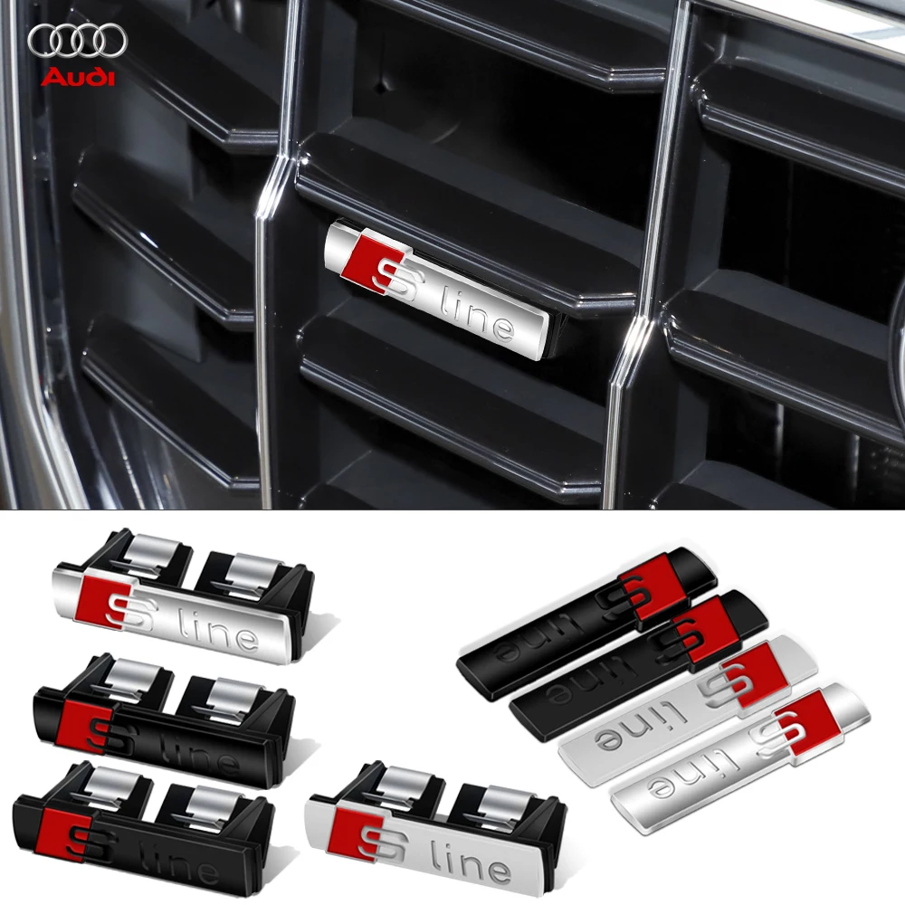 Фото Для Audi A1 A3 8P A4 B5 B6 B7 B8 A5 A6 C5 C6: Автоаксессуары, эмблема S-Line на переднюю решетку, декоративная наклейка на кузов и багажник №1
