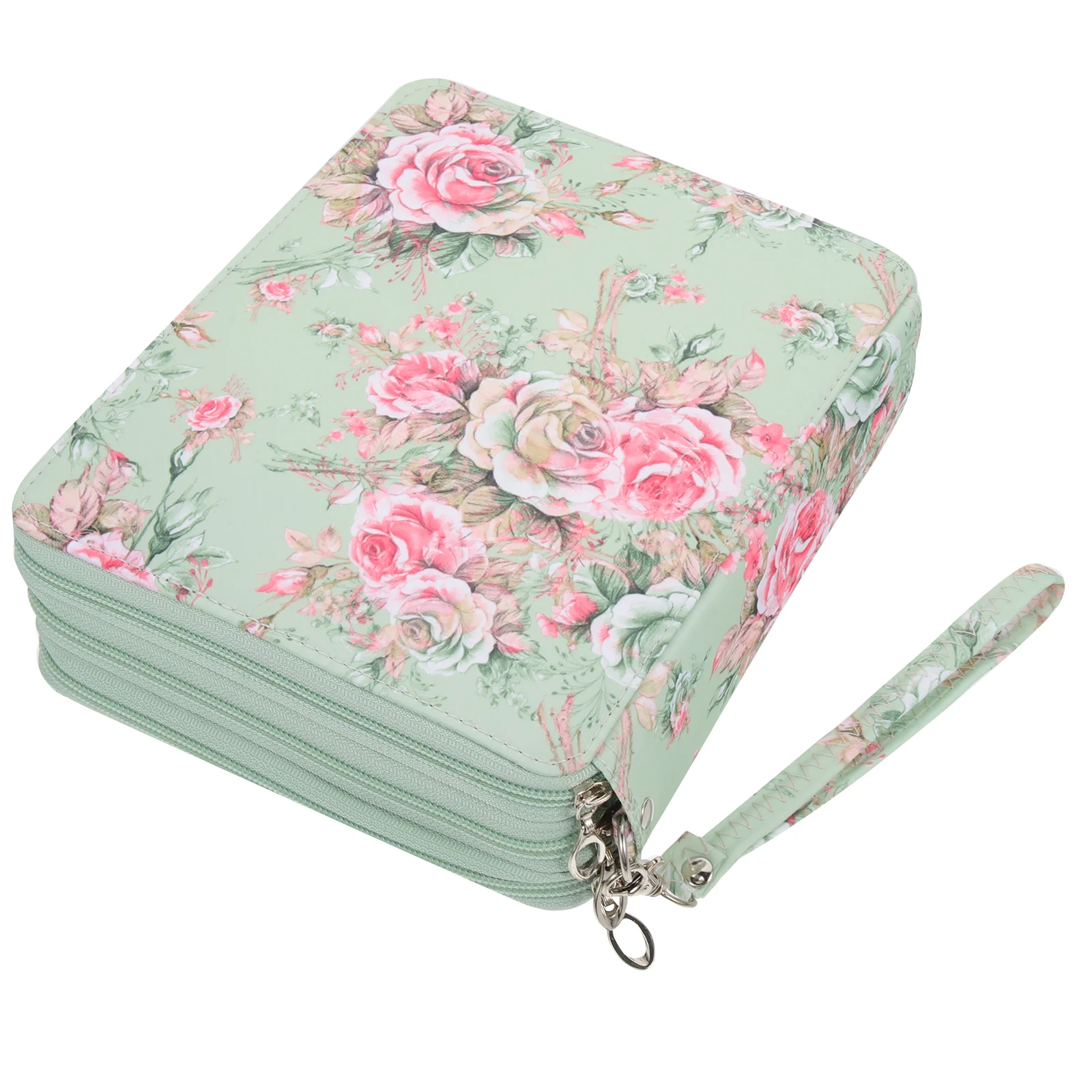 

Case Roses Pen Stationery Large Portable Brush Organizer Capacity Brushes Colored Box Rose Polyester Multilayer Holder Drawing