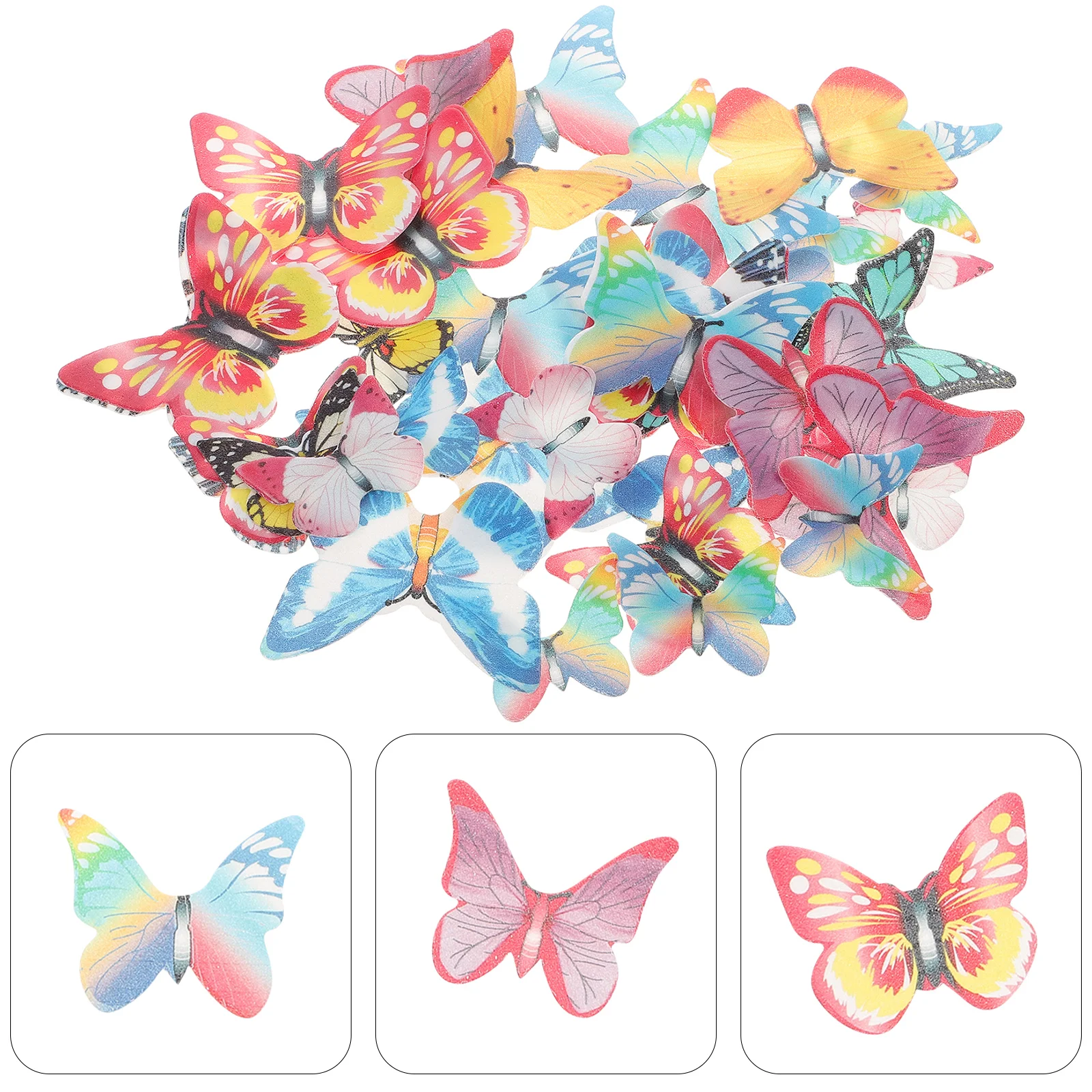 

40pcs Edible Butterflies Wafer Paper Butterflies Cupcake Toppers 3D Colorful Cake Decoration Realistic for Dessert Cakes