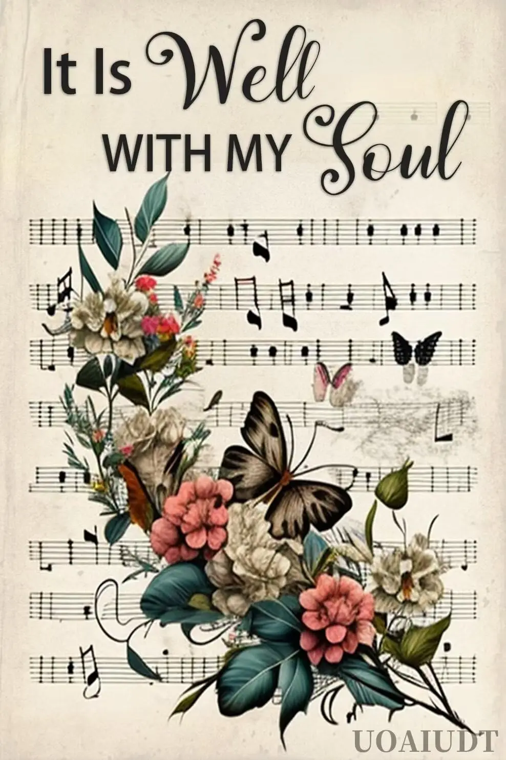 Ретро Металлическая Оловянная Вывеска Бабочка Цветок Лист Музыка Он хорошо С