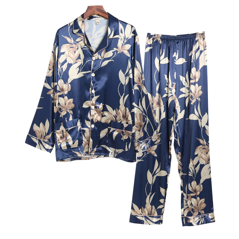 Satin Silk Women Pajamas for Couples Spring Summer Loose Pajama Sets Luxury Jacquard Pijama Soft Skin-friendly Pyjama for Men