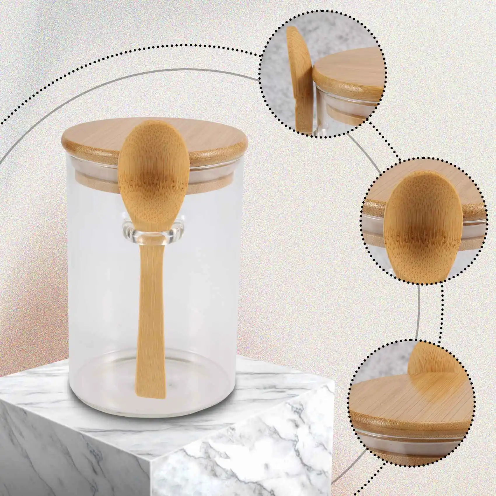 Стеклянная герметичная канистра для пищевых продуктов деревянная поворотная