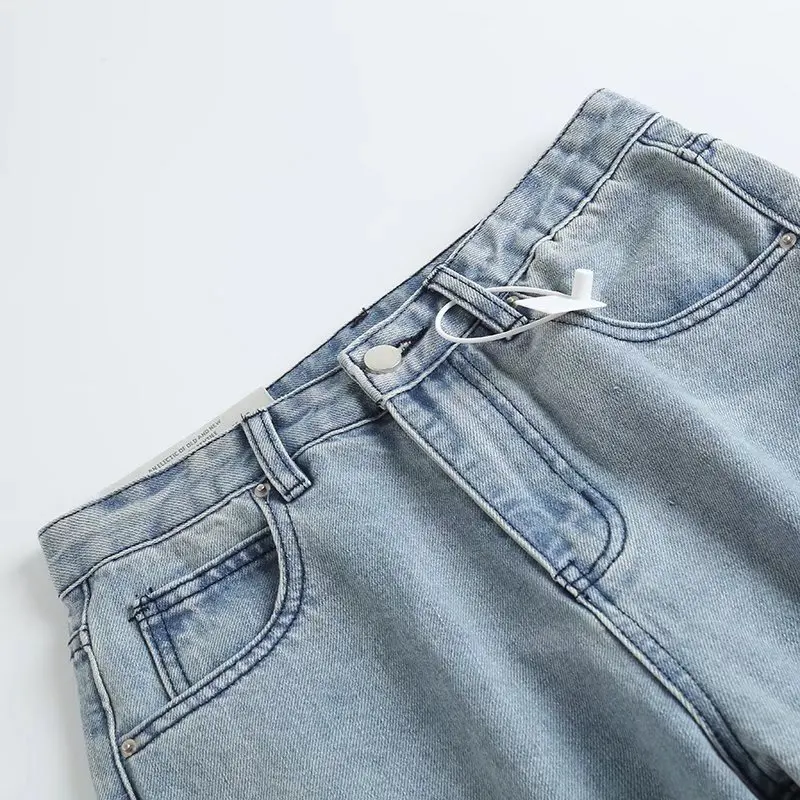 Jenny&Dave Fashion Vintage HIgh Waist Straight Mom Jeans England Style High Street Washed Light Blue Loose Jeans Women