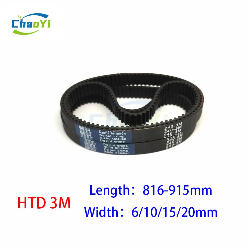 

HTD 3M Closed Loop Rubber Timing Belt Length 816 822 825 831 837 840 843 861 885 900 915mm Width 6/10/15/20mm 3M-835 3M-861
