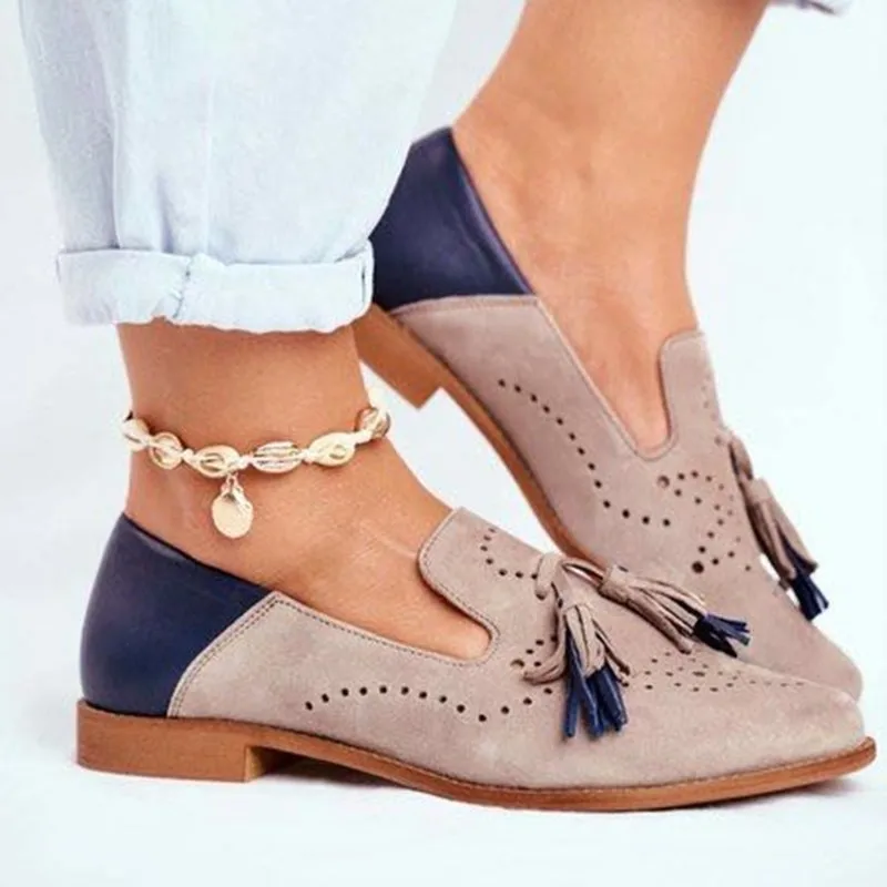 

Туфли Comemore женские на низком каблуке, лоферы с кисточками, заостренный носок, плоская подошва, удобная обувь, большой размер 43, тренд, 2022